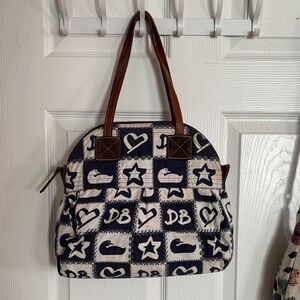 Dooney & Bourke Blue and White Patterned Shoulder Bag